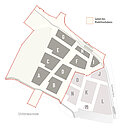 Karte mit grauen Flächen innerhalb einer rot gepunkteten Linie, die das Gebiet des Modellvorhabens markiert